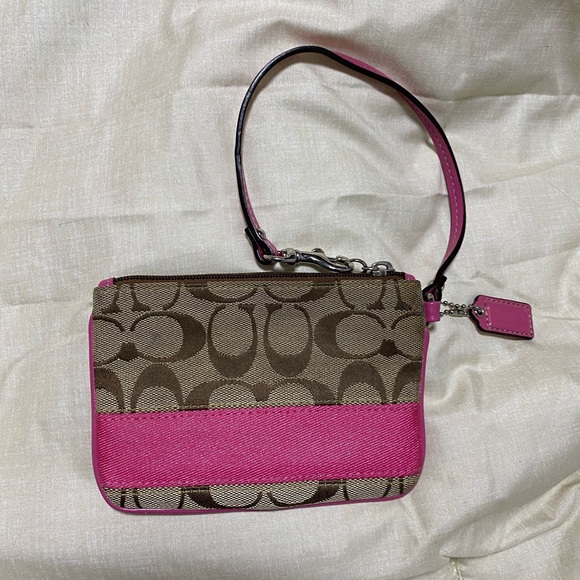 Coach Signature Wristlet Brown/Pink - Picture 2 of 9